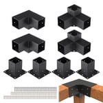 VEVOR Kit Supports de Pergola 4x4 po 10x10 cm Support de Poteau Bois de Menuiserie 4 Supports d'Angle à 3 Voies 4 Bases de Poutres Quincaillerie Bricolage pour Tonnelles, Pergolas de Terrasse, Cabanes