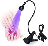 lampe led ongle,LED USB 3W UV,Mini Gooseneck Lamp UV pour le Durcissement de la Résine, USB 3W LED Ultraviolette Lumière Violette avec Clip (2)