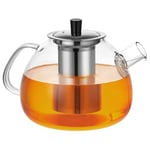 Theiere Avec Infuseur 1,6 litre, Theiere Verre Chauffant Transparent avec Filtre Amovible en Acier Inoxydable, Adapté au thé Parfumé, thé Vert, thé Noir, thé Aux Fruits (Théière)