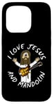 Coque pour iPhone 15 Pro I Love Jésus et Mandoline Chrétienne Worship Église Bluegrass