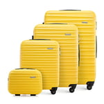 WITTCHEN Travel Suitcase Carry-On Cabin Luggage Hardshell Made of ABS with 4 Spinner Wheels Combination Lock Telescopic Handle Groove Line Set of 4 suitcases Yellow