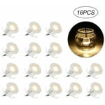 Lot de 16 Mini Spots led Encastrables IP67 Étanche, Blanc Chaud, ø 33 mm, Spot Extérieur pour Terrasse, Éclairage de Terrasse pour Cuisine, Jardin,