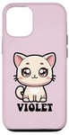 Coque pour iPhone 12/12 Pro Violet Motif chat mignon pour fille Violet