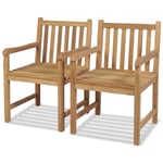 Maisonchic - Lot de 2 Chaises de jardin Chaises d'extérieur Fauteuil de Jardin Bois de teck solide 43879