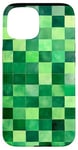 Coque pour iPhone 15 Vert abstrait damier Happiness is Being a Grandma