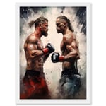 Artery8 Cage Fight Oil Paint Artwork Combat Mixed Martial Arts Boxing Wrestling Artwork Framed Wall Art Print A4