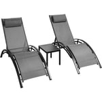 Liferun - Chaise Longue de Jardin Extra Large, Lot de 3 avec Table Basse, Chaise Longue Tout en Aluminium, Forme s Confortable et Respirante, adaptée