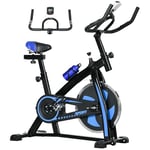 SPORTNOW Vélo d'appartement vélo de Fitness vélo d'intérieur avec écran LCD multifonctions vélo cardio-training selle et guidon réglables poids volant inertie 8 Kg acier noir et bleu