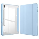 FINTIE Coque pour Samsung Galaxy Tab S8 Plus 2022 / Tab S7 FE 2021 / Tab S7 Plus 2020 12.4” - Housse Transparente Claire Etui Antichoc Pochette Veille/Réveil Automatique, Bleu Ciel