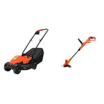 BLACK+DECKER Tondeuse Filaire 1200W, Tondeuse à Gazon Electrique 32 cm, 3 hauteurs réglables 23, 43 et 63 mm & Coupe-Bordures Filaire 450W, Coupe-Bordures Electrique 25 cm avec 2 Poignées