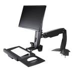 StarTech.com Sit Stand Monitor Arm - Desk Mount Adjustable Sit-Stand Workstation Arm for Single 34" VESA Mount Display - Ergonomic Articulating Standing Desk Converter with Keyboard Tray (ARMSTSCP1)