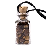 Glass Gift Bottle On Wax Cord With Tiger Eye -- 3.6 Cm