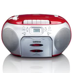 MINI CHAINE HIFI RADIO FM PORTABLE LECTEUR CD-CASSETTE ROUGE GRIS