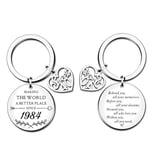 HULALA Sweet 40th Keyring Birthday Gifts For Women Men Best Friend Making The World A Better Place Since 1984 Keepsake Key Rings Keychain Behind You All Your Memories