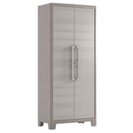 Keter Armoire Haute Gulliver - Armoire de Rangement en Résine - Étagères Modulables, Pieds Surélevés - Cuisine, Garage, Atelier, Placard - 80 x 44 x 182 cm - Beige/Sable