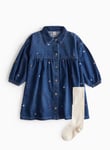 Tu Dark Wash Heart Embroidered Denim Dress & Tights Set 1-2 years Years female