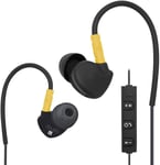 Sport Écouteurs Bluetooth 4.1 Intra-Auriculaires avec Memory Fil sur la Conception de l'oreille Microphone Control in-Ear Earpods Oreillette Headset Earphone Noir/Jaune