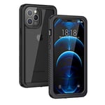 Focusor Coque pour iPhone 12 Pro Étanche, [Antichoc] 360 degrés Intégrale Protection Etui, Renforcé Antipoussière Anti-Neige Waterproof Full Body Housse pour iPhone 12 Pro, Noir