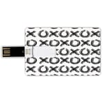 16G USB Flash Drives Credit Card Shape Xo Decor Memory Stick Bank Card Style Abstract Motivational Quote Lifestyle Pattern with Symbolic Letters Modern Print Decorative,Black White Waterproof Pen Thum