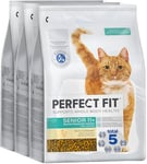 Perfect Fit Senior 11+ Complete Dry Cat Food for Senior Cats Aged 11+ Years, Rich in Chicken, 3 Bags (2.8 kg)