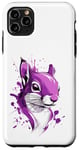 Coque pour iPhone 11 Pro Max Écureuil violet avec effets splash