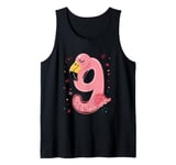 Celebrate 9 Years Old Party For Flamingo Birthday Girl Tank Top