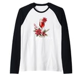 The Christmas Cocktail Poinsettia Xmas Drink Mixology Raglan Baseball Tee