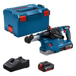 Bosch Professional 18V System perforateur sans-fil GBH 18V-22 (avec SDS plus, avec 2 batteries 4,0 Ah, chargeur GAL 18V-40, 2 brosses annulaires, GDE 18V-12, dans L-BOXX)