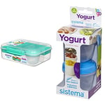 Sistema Bento Box to GO | Lunch Box with Yoghurt/Fruit Pot | 1.65 L | BPA-Free | Assorted Colours | 1 Count & Yogurt to GO Food Storage Containers, 150 ml, Small Snack Pots, BPA-Free, 2 Count