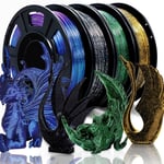 Lot de 4 filaments PLA 1,75 - Paillettes multicolores - 250 g x 4 échantillons - Glow in The Dark Sparkle Laser Series Filament PLA Shiny Galaxy - 1,75 mm - Pour imprimante 3D - 250 g.[G737]