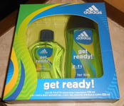 coffret homme ADIDAS GET READY eau de toilette + gel douche 2 en 1, neuf