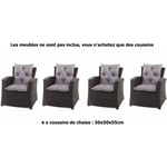 Coussins pour chaises de jardin 4 pièces x de jardin terrasse 50x50x55cm - Coussins pour fauteuil de jardin extérieur Gris