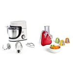 Robot pâtissier Masterchef Gourmet d Moulinex, Capacité 4,6 L & Fresh Express 3 en 1 Découpe légumes électrique, Râpe, Emince, Gratte, Mandoline, Fabriqué en France, Rouge rubis DJ753510