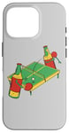 Coque pour iPhone 16 Pro Bouteille de bière avec raquette de ping-pong bière jouer au