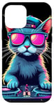 Coque pour iPhone 12 mini DJ HOUSE CAT Rainbow DJ Cat Kitty