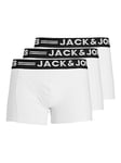 JACK & JONES Mens Sense Trunks 3-pack Boxer Shorts, White, XXL UK