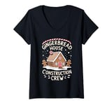 Womens Funny Christmas Gingerbread House Decorating Baking Crew V-Neck T-Shirt