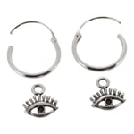 Sterling Silver Hoop Earrings with Dangling Evil Eye Charm by Touch Jewellery