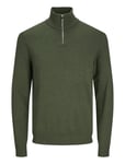 Jack & J S Jjeemil Knit Half Zip Noos Khaki Green