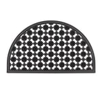 Relaxdays Paillasson 75x45 cm tapis de sol antidérapant caoutchouc grille demi-rond résistant pluie neige balcon terrasse jardin deli-lune, noir, 45 x 75 x 1 cm