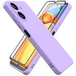 HHUIWIND Coque pour Xiaomi Redmi 13C (6,74") avec Verre Trempé écran Protecteur,Anti-Scratch Étui Silicone TPU Case Cover pour Xiaomi Redmi 13C - Violet