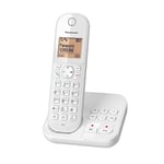 Panasonic KX-TGC420FRW Téléphone Sans Fil Répondeur Numérique, Base et Combiné Simples, Mains Libres, Identification de l'Appelant, Blocage des Appels Indésirables, Eco Plus, LCD, Blanc