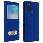 Case for Samsung Galaxy A21s Case Dual Window Video Stand Blue