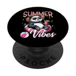 Flotteur de natation panda amusant Summer Vibes Beach Lovers PopSockets PopGrip Adhésif