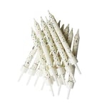 Anniversary House Pack of 12 White Glitter Birthday Candles with Holders, 7.5 Centimeters, Celebration Cake Decoration, AHC124