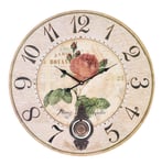 Horloge Murale Ronde Pendule En Bois Cuisine Rose Vintage Nouveaux