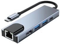 USB-C MacBook Pro RJ45 hub 5in1 - Grå