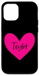 Coque pour iPhone 12/12 Pro Pink Taylor Prénom Cœur Amour Femme Fille Amie Personnalisé