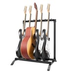 VEVOR Support de guitare à 5 emplacements, porte 5 guitares basses pliable avec base antidérapante, goupille de sécurité, protection en mousse haute densité, pour guitare acoustique basse électrique