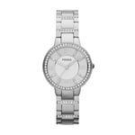 Fossil Montre pour femmes Virginia, mouvement à quartz, boîtier en acier inoxydable argenté de 30 mm avec bracelet en acier inoxydable, ES3282